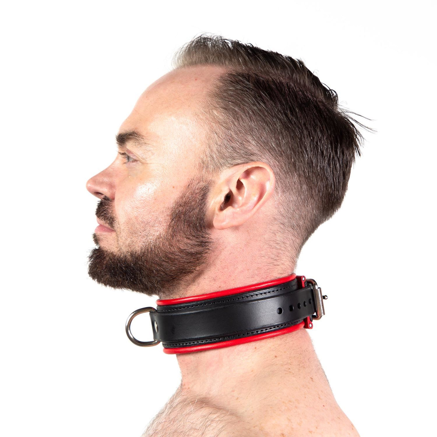 Piped Locking Leather Collar