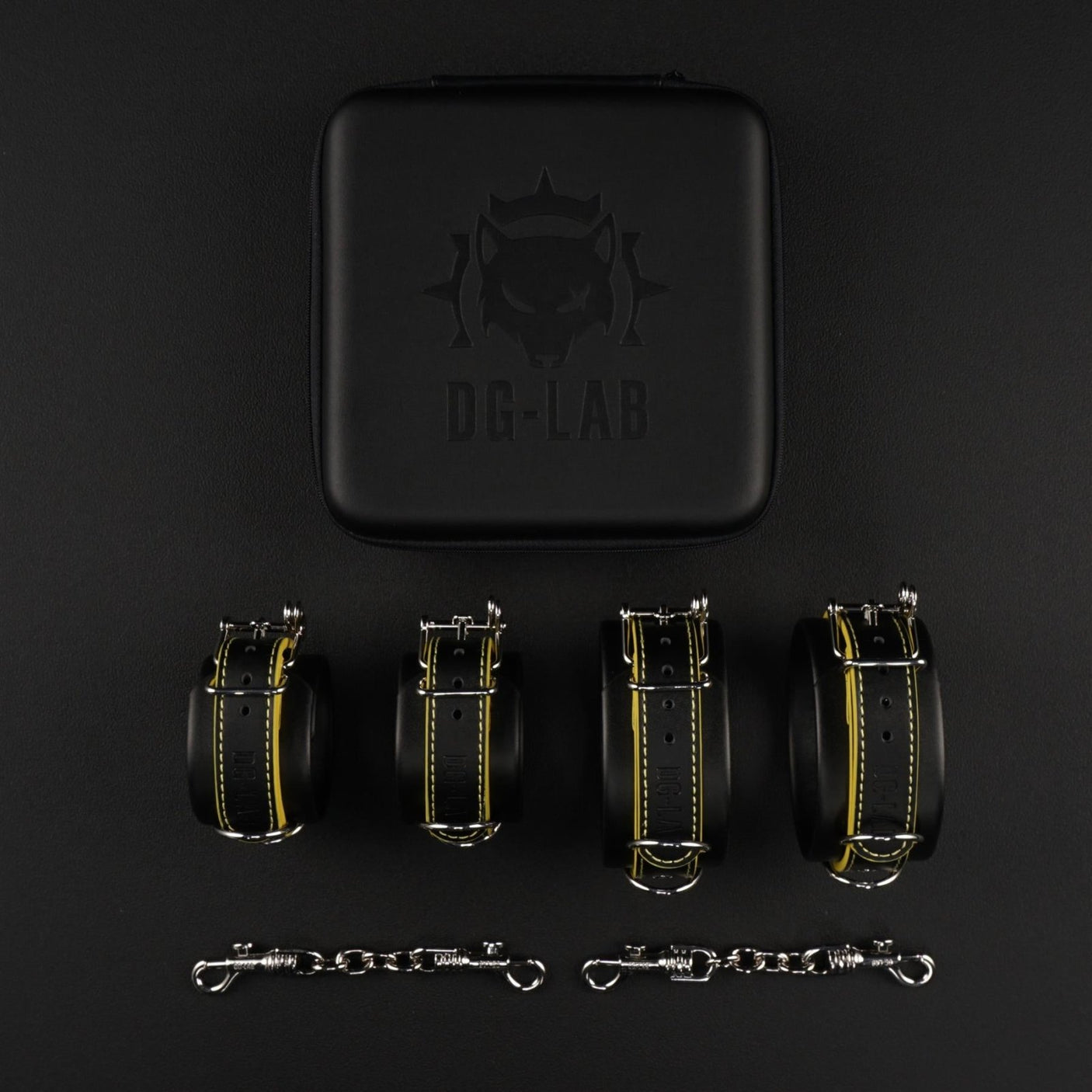 Hunter Wrist & Ankle Restraint Set, Yellow from Dungeon Lab.