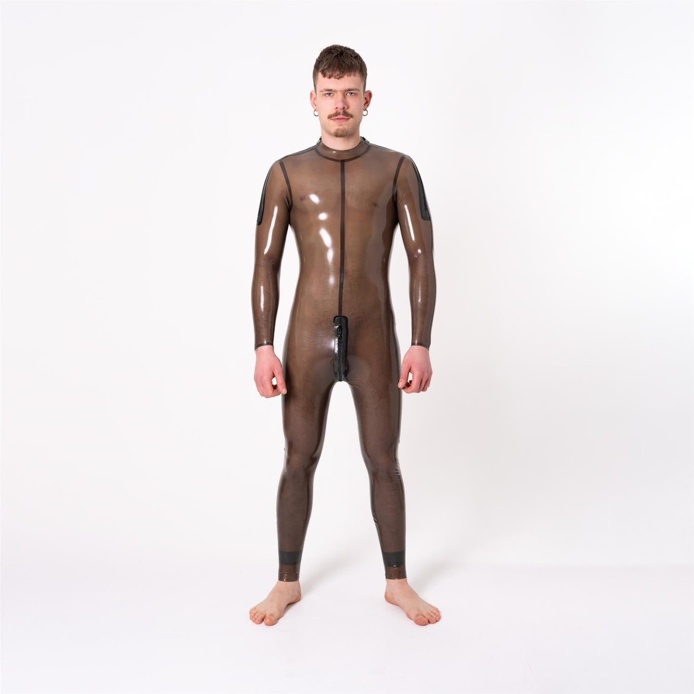 Rubber Catsuit, Shoulder Entry, Semi Trans Smokey // Made to order from REGULATION.