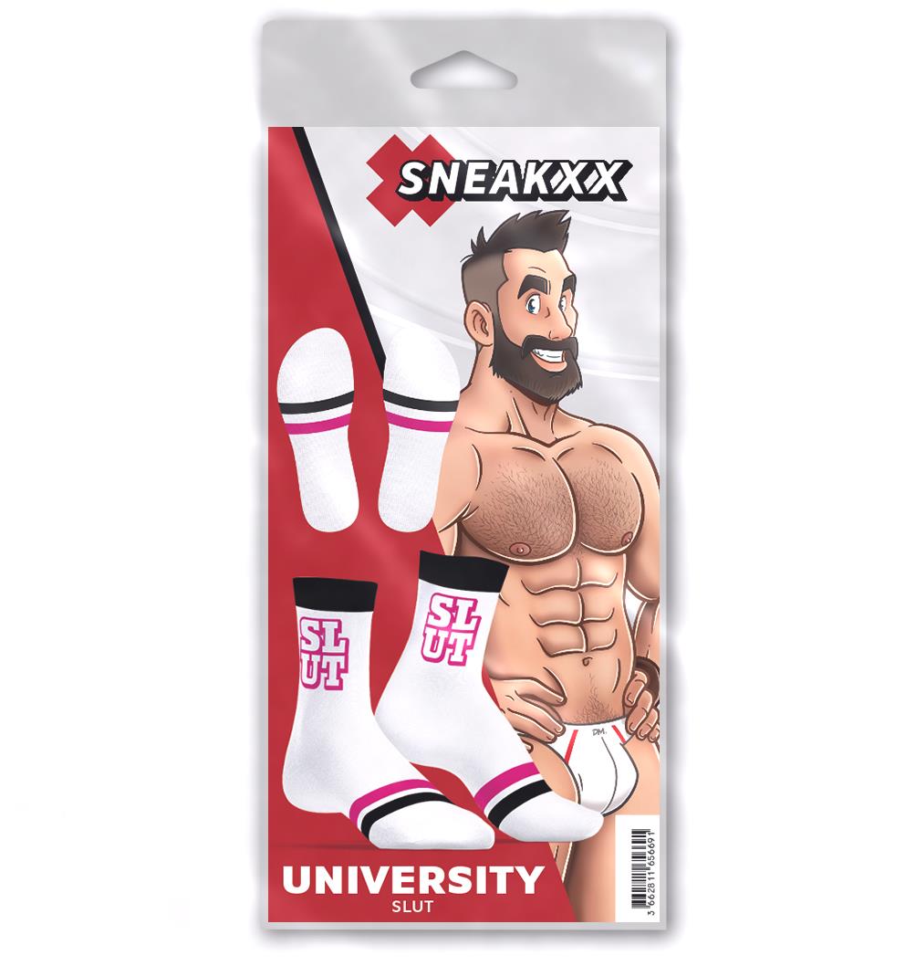 SNEAKXX "University Slut" Skater Socks from SneakXX.
