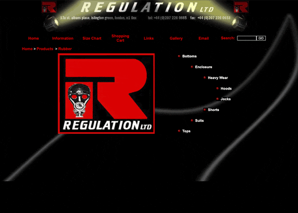 The REGULATION LTD website in the mid 2000s, scrolling through the news page