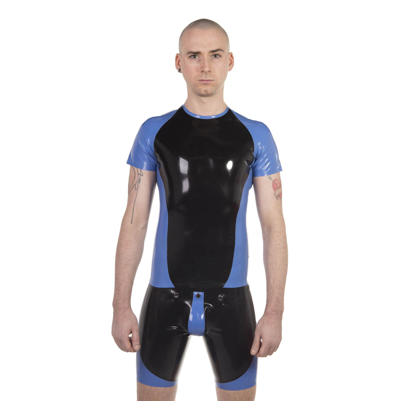 Kurzarm-Panel-Shirt, Semi Trans Smokey Black / Hellgrau