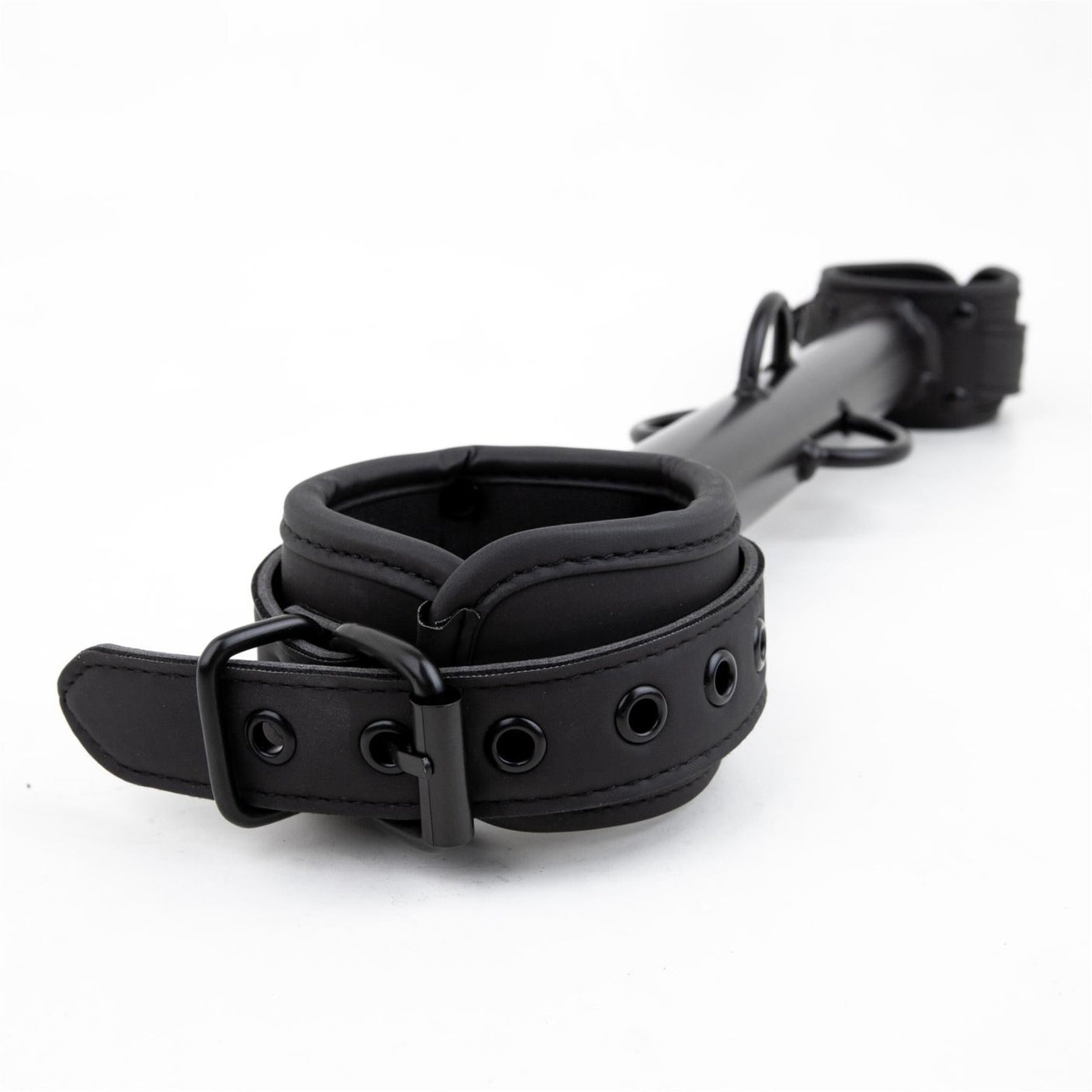 Big Barrel Spreader Bar, Neoprene Wrist Cuffs, 12", Black from Ballistic Metal.