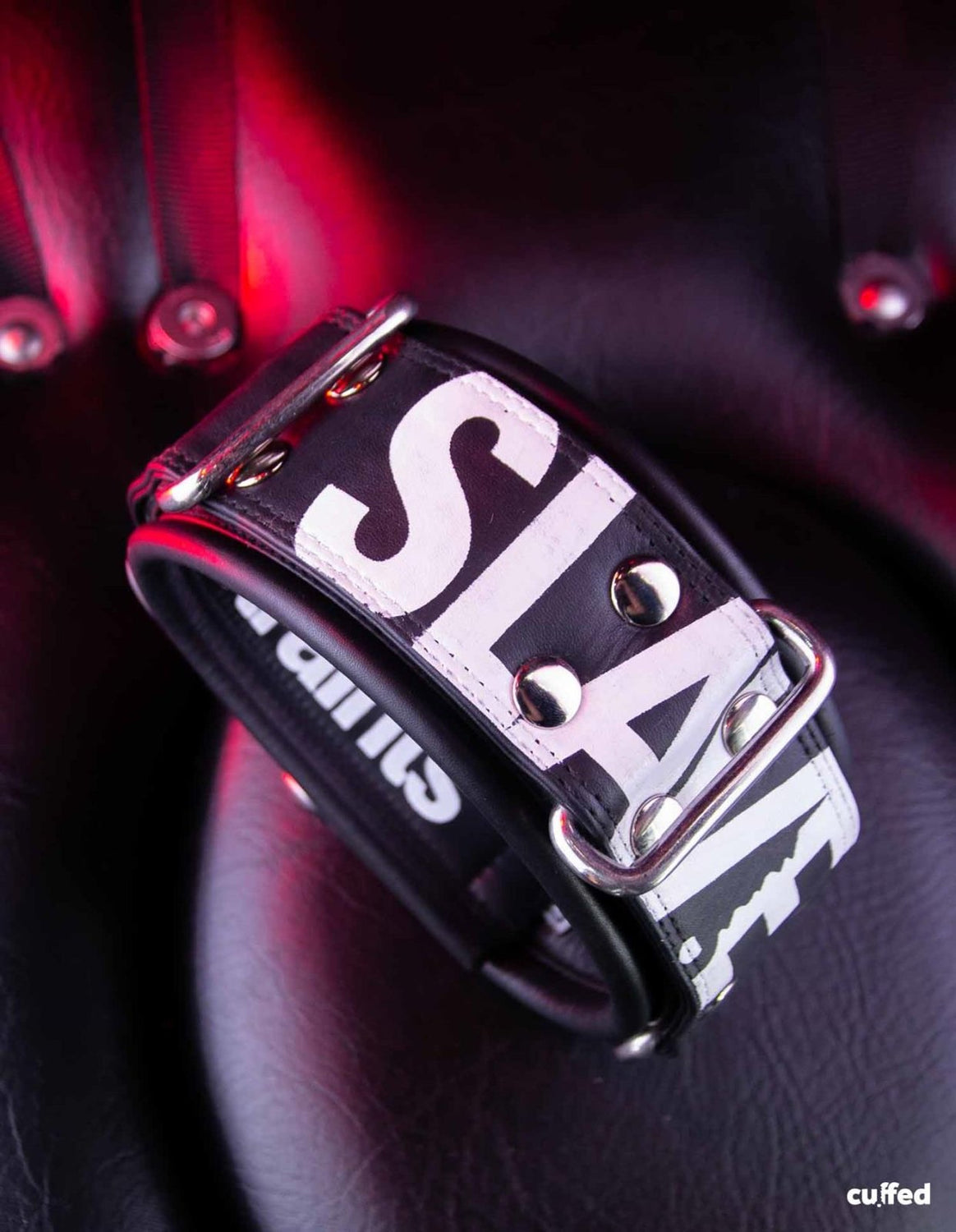 CUFFED Neck Leathstraint Tagged, Slave from Cuffed.