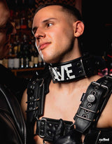 CUFFED Neck Leathstraint Tagged, Slave from Cuffed.