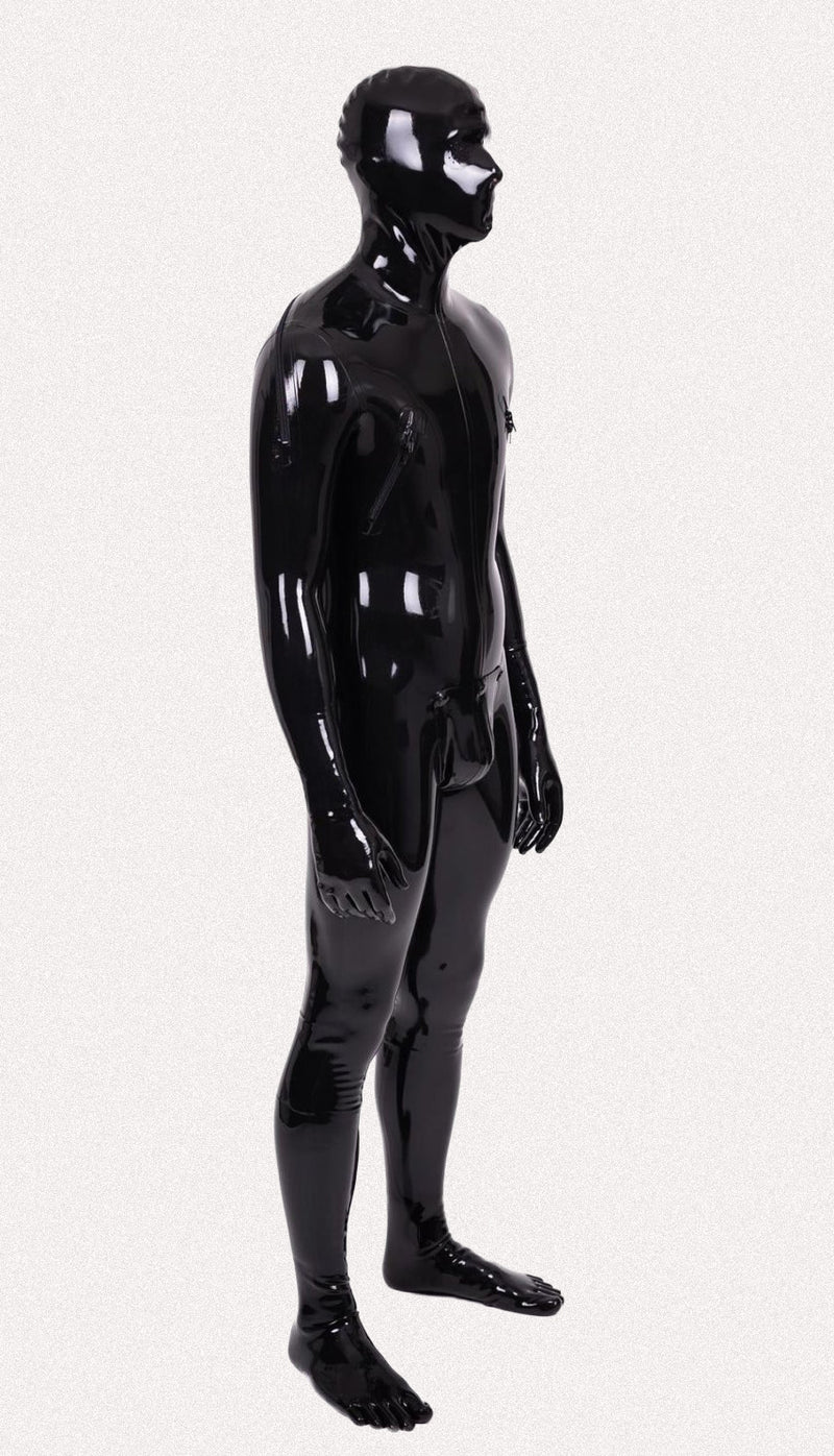 Black full-body suit on a white background