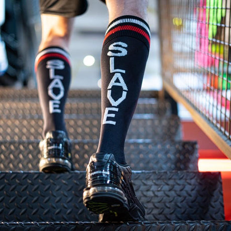 Football Socks, SLAVE, Black/Red/White from BOXER Barcelona.
