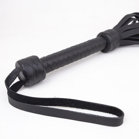 Heavy Leather Flogger, 50cm long, Black Handle from REGULATION.