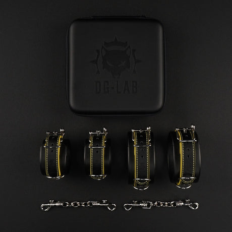 Hunter Wrist & Ankle Restraint Set, Yellow from Dungeon Lab.