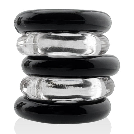 Oxballs Hünkyjunk, Jacker 5-Stack Cockrings, Clear/Black from Hunkyjunk.