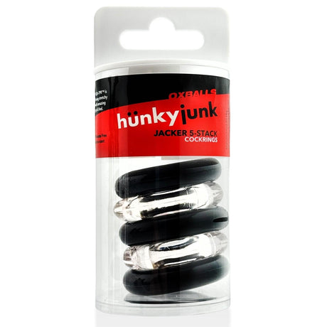 Oxballs Hünkyjunk, Jacker 5-Stack Cockrings, Clear/Black from Hunkyjunk.