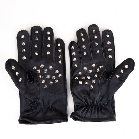 Pain Freak, Black Leather Spiked Spanking Gloves from Black Label.