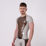 Chemise à manches courtes, noir fumé semi-transparent / gris clair