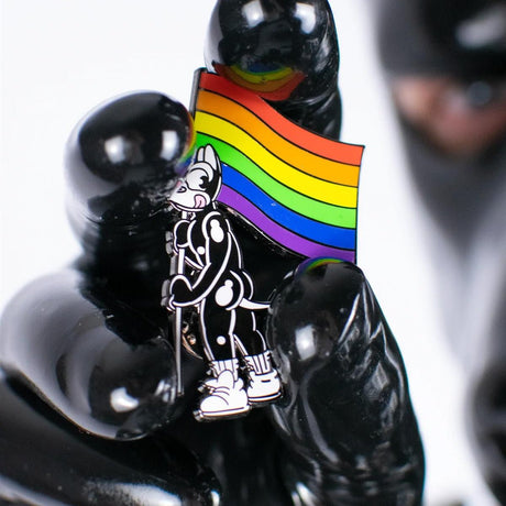 Pup Rainbow Pride Enamel Pin from James Newland Illustration.