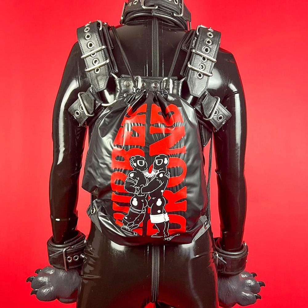 "Rubber Drone", PVC Drawstring Bag from James Newland Illustration.