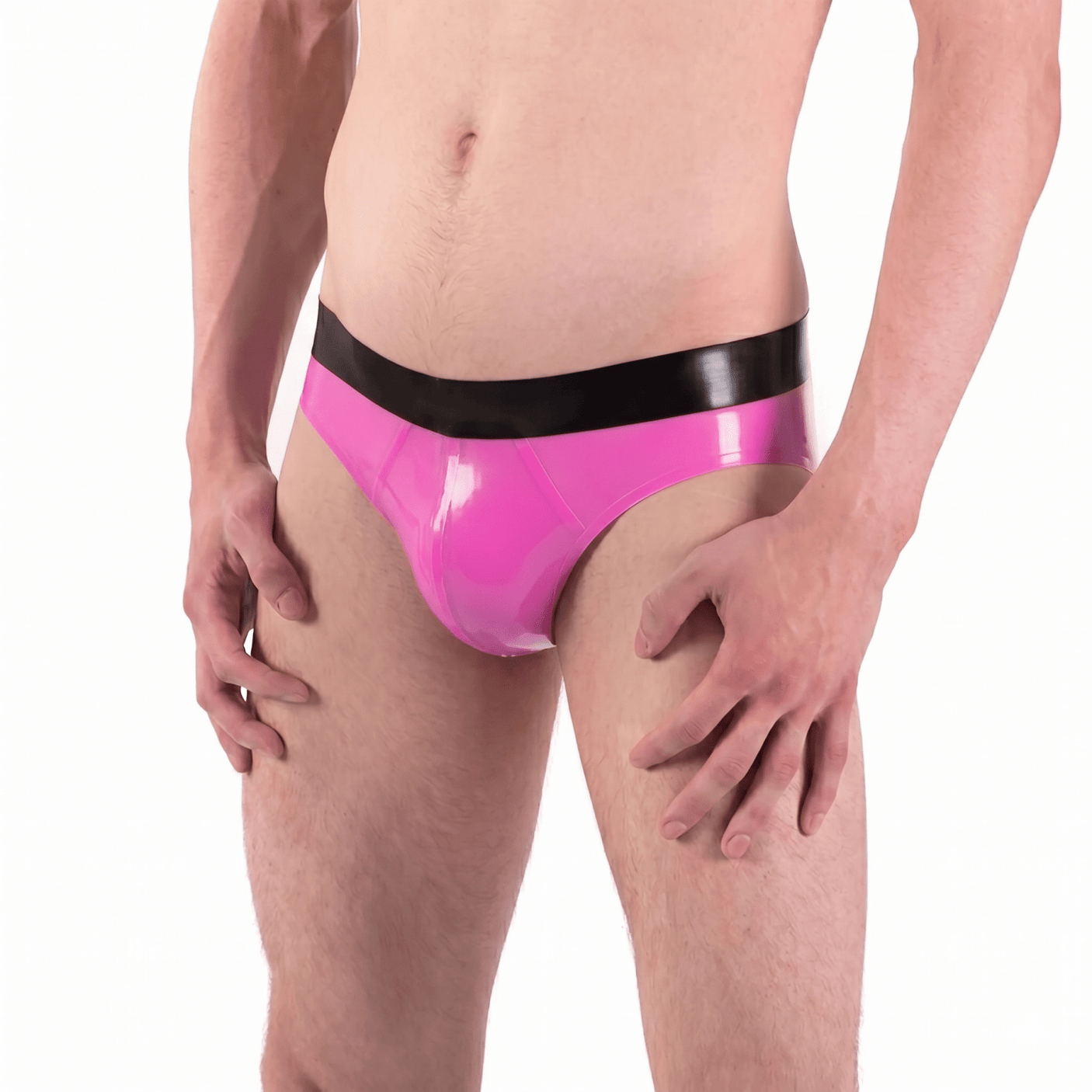 Rubber Hipster Brief, Pink/Black from REGULATION.