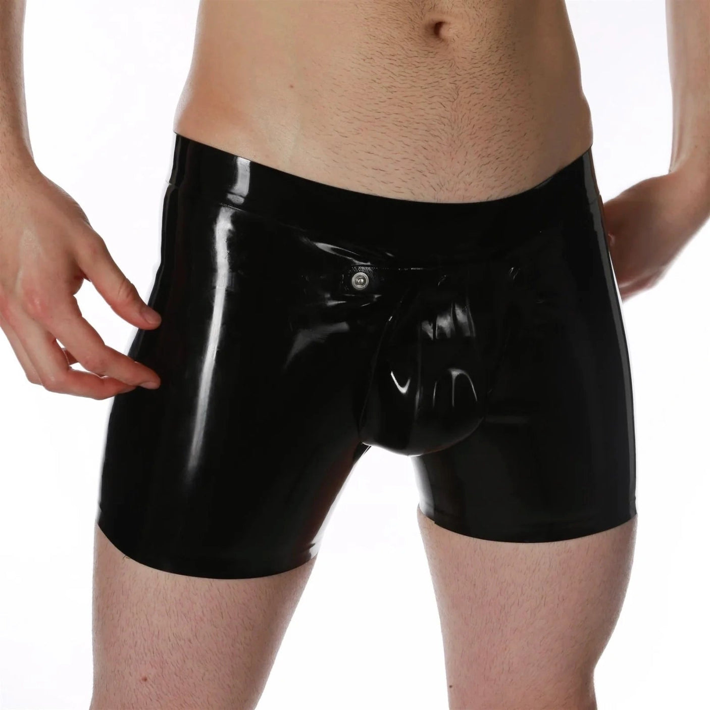 Rubber Trunk Shorts, Codpiece, Rear Zip from REGULATION.