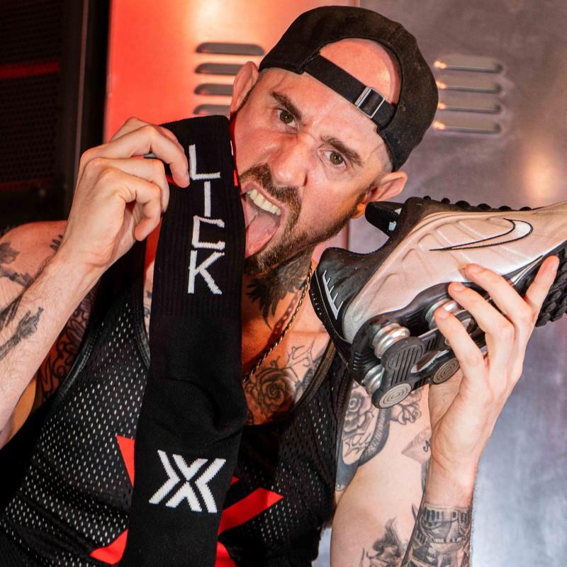 Skater Socks, LICK, Black/White/Red from BOXER Barcelona.