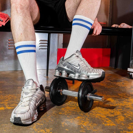 Skater Socks, SUCK, White/Royal Blue from BOXER Barcelona.