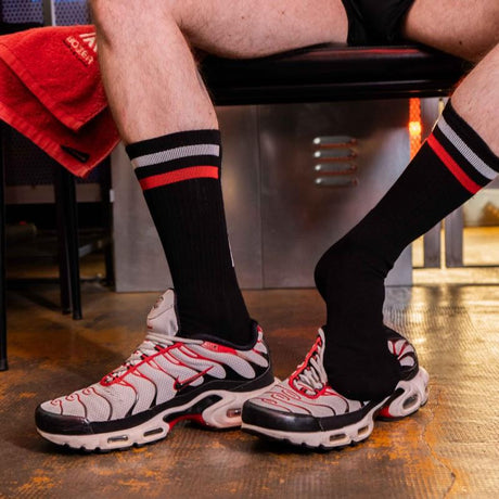 Skater Socks, TOP, Black/Red/White from BOXER Barcelona.