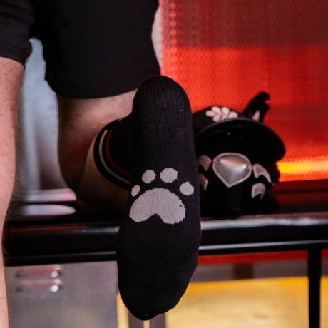 Skater Socks, WOOF, Black/White/Red from BOXER Barcelona.