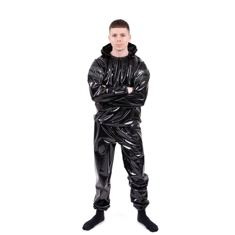 Striped Vinyl Tracksuit, Black/Army Green from REGULATION.