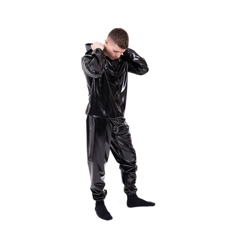 Striped Vinyl Tracksuit, Black/Army Green from REGULATION.