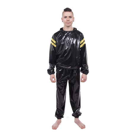 Striped Vinyl Tracksuit, Black/Yellow PVC from REGULATION.