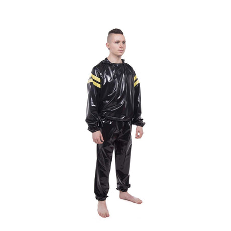 Striped Vinyl Tracksuit, Black/Yellow PVC from REGULATION.