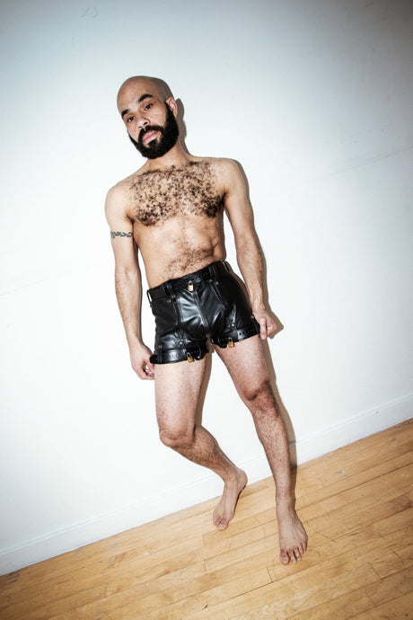 Up Front Leather Chastity Shorts - Maximum Secure from Fetters.