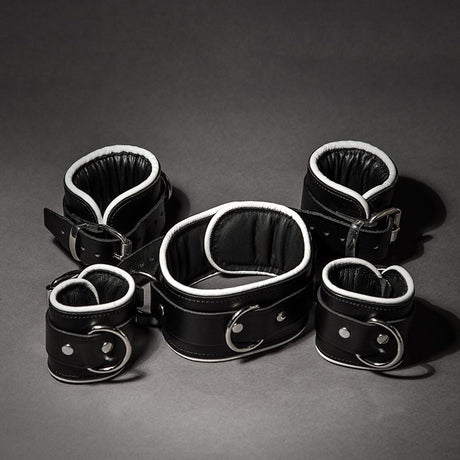 5 Piece Piped Leather Restraint Set from Fetters.