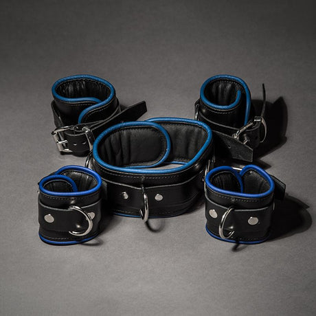 5 Piece Piped Leather Restraint Set from Fetters.