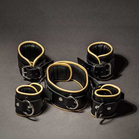 5 Piece Piped Leather Restraint Set from Fetters.