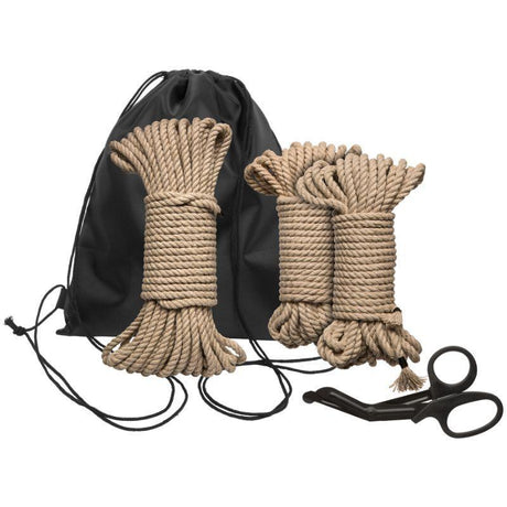 Bind & Tie Initiation Kit, 5 Piece Hemp Rope from Kink by Doc Johnson.