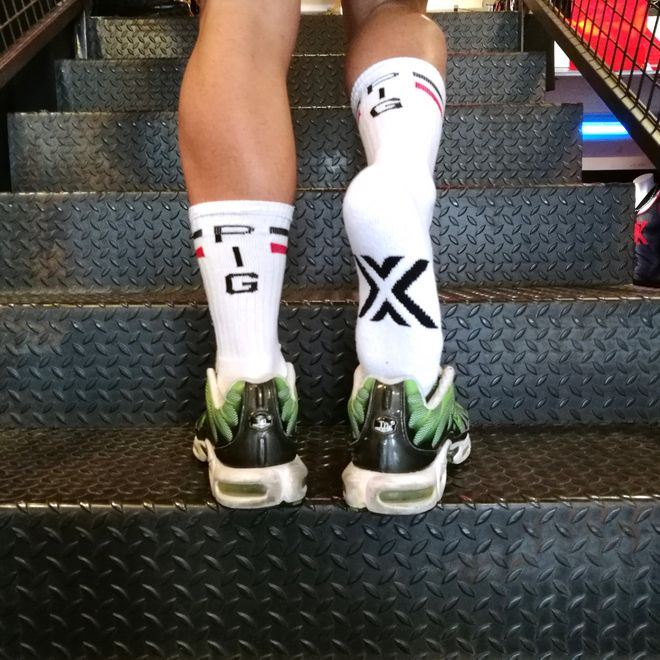 Boxer Skater Socks, PIG, White/Red/Black from Boxer Barcelona.