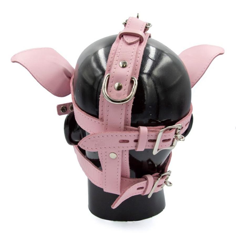 Leather Pig Head Harness, Pink from Mister B.