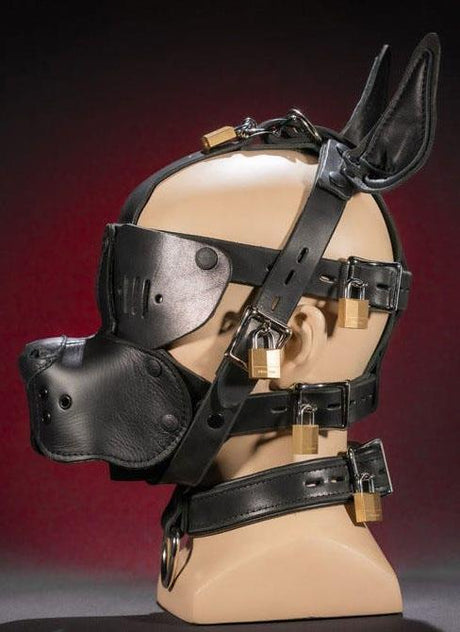 Lockable Bondage Dog Muzzle, Leather, Black from Mr S Leather.