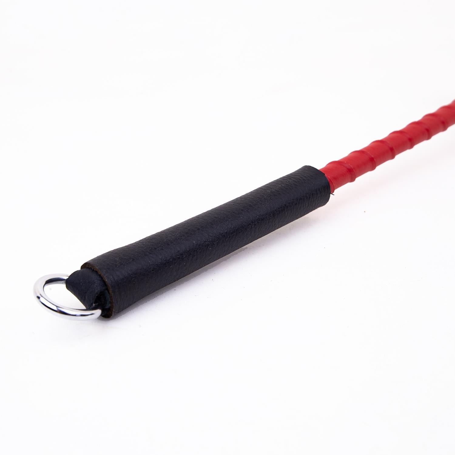 The Orb - Leather Ballbusting Paddle, Black & Red from Fetters.