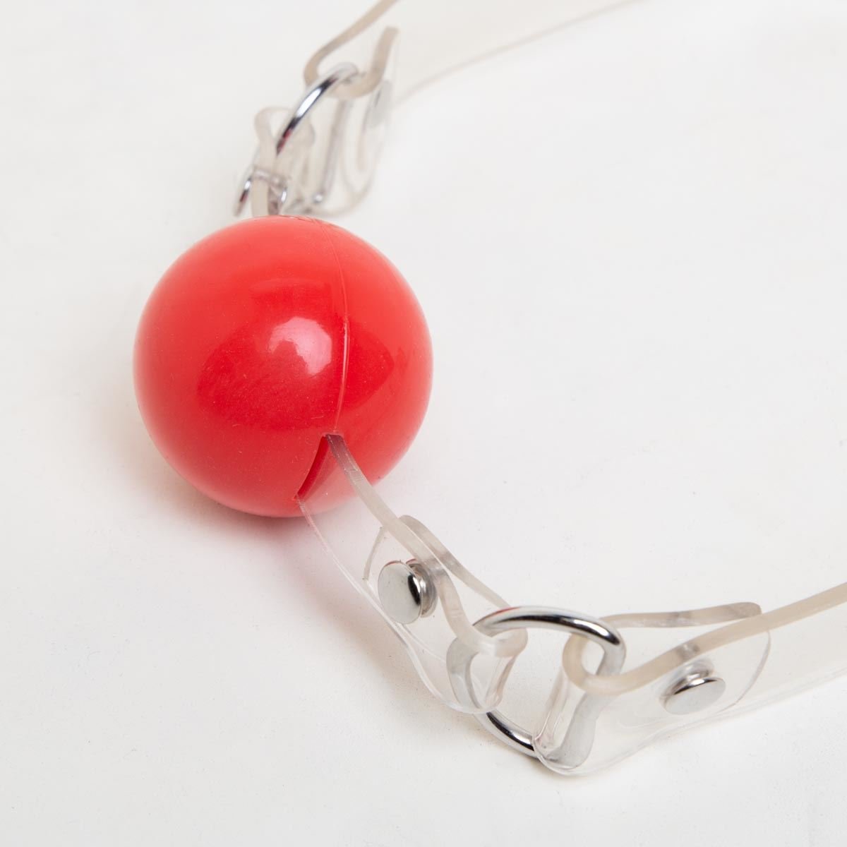 Vintage Red Ball Gag with Clear Straps from SM Domain.